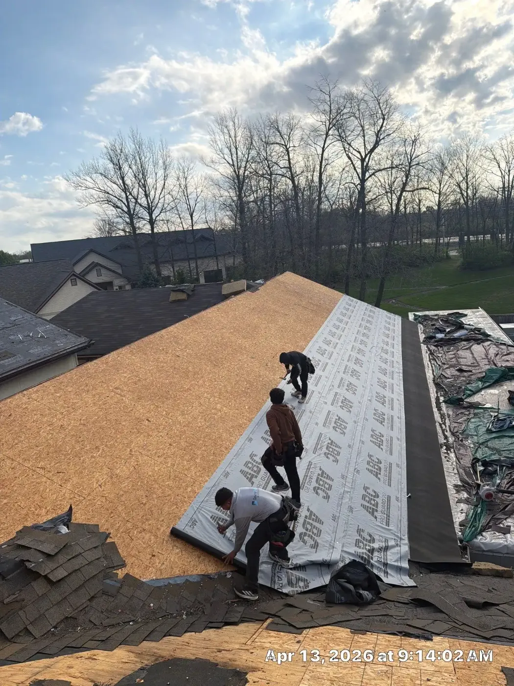 Storm damage documentation on a Ligonier commercial building